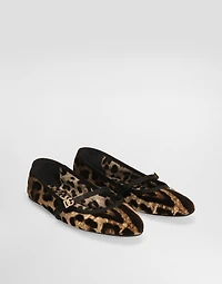 Printed velvet ballet flats