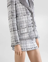 Check lurex raschel tweed miniskirt