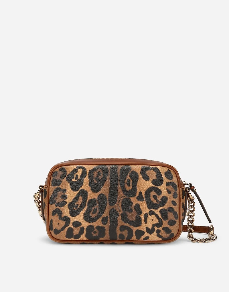 Medium crossbody bag in leopard-print Crespo with branded plate