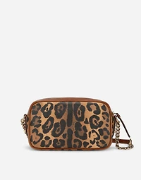 Medium crossbody bag in leopard-print Crespo with branded plate