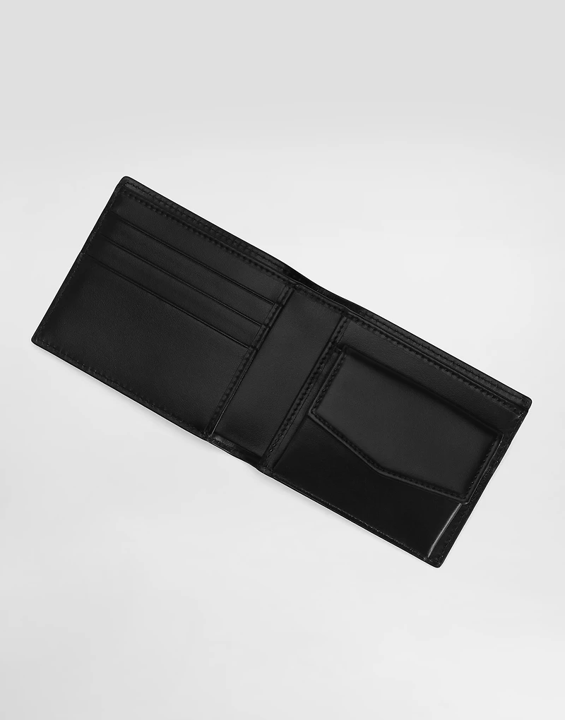 Calfskin bifold wallet with logo