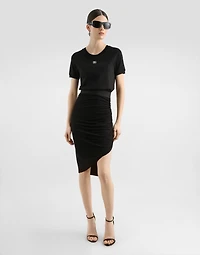 Asymmetrical jersey skirt with draping