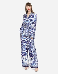 Majolica-print twill pajama shirt
