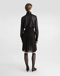 Satin sack top with lace shirt front