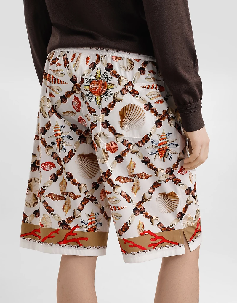 shell-print poplin trousers