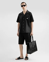 Calfskin shopper with raised logo