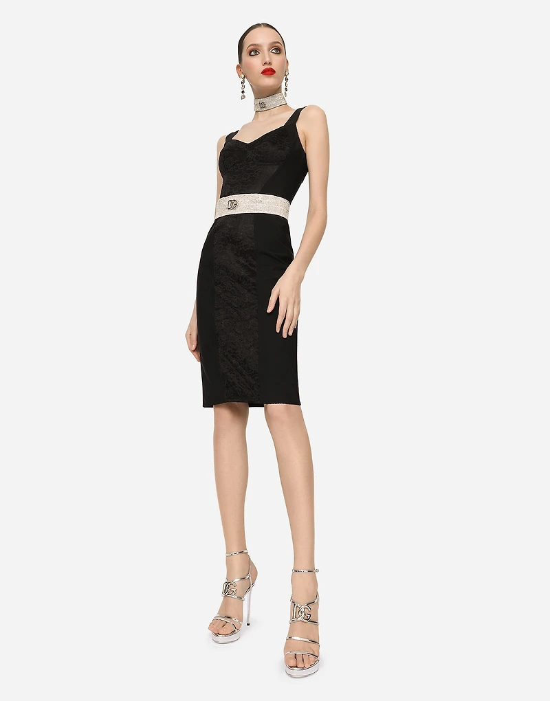 Corset-style midi dress powernet and lace