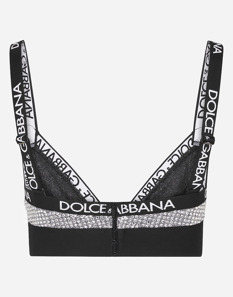 Crystal mesh triangle bra
