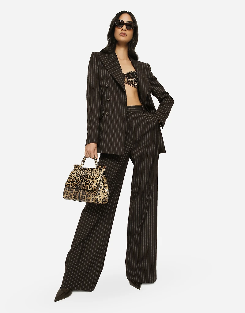 Double-breasted pinstripe wool Turlington jacket