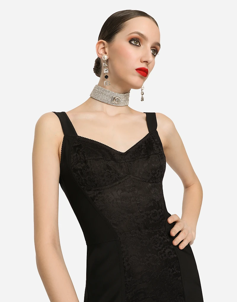Corset-style midi dress powernet and lace