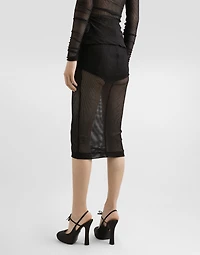 Mesh calf-length skirt
