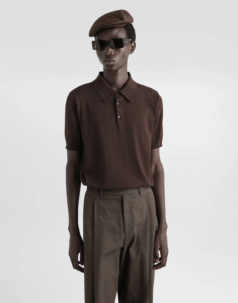 Short-sleeved cotton polo-shirt