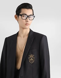 Single-breasted wool and silk jacket with patch