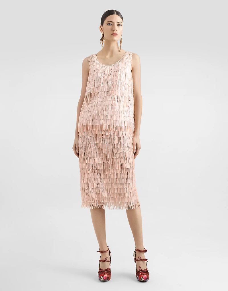 Sequined midi skirt with fringed embellishment