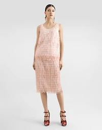 Sequined midi skirt with fringed embellishment