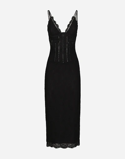 Lace calf-length slip dress: