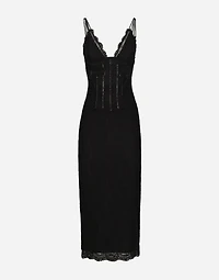 Lace calf-length slip dress: