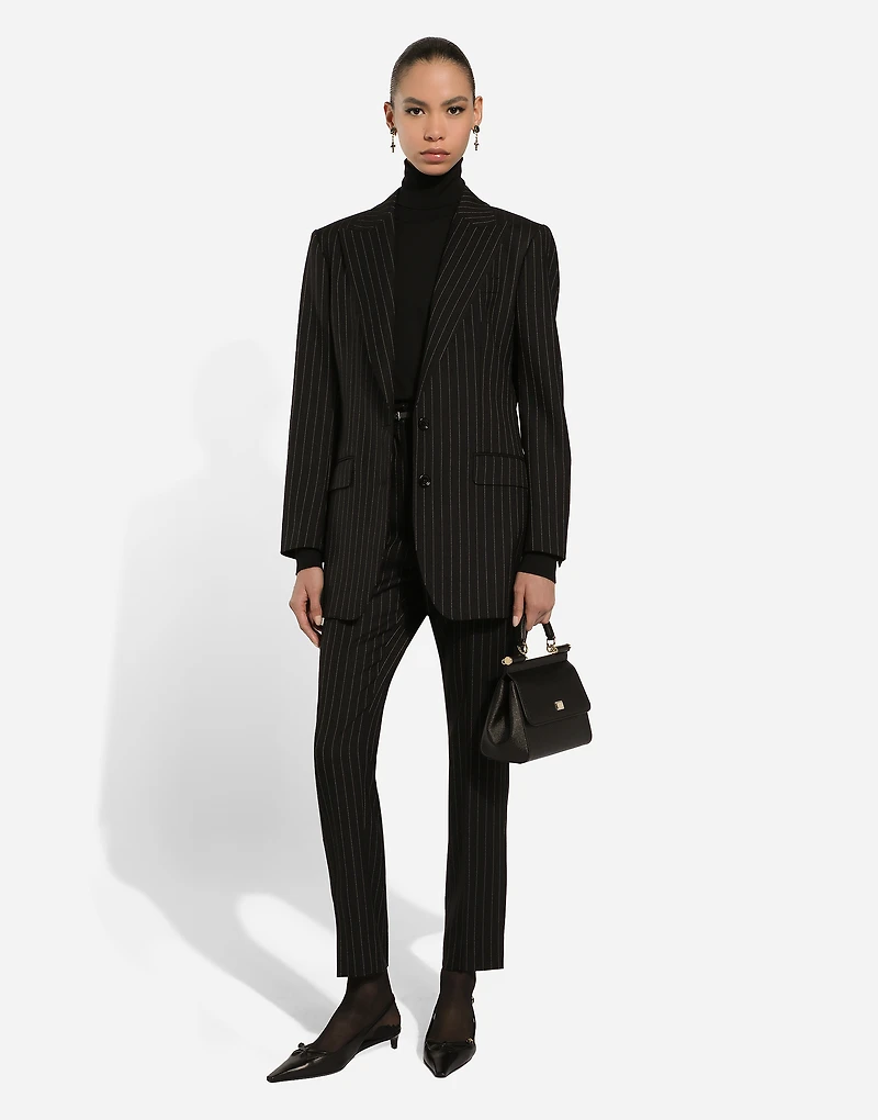 Single-breasted pinstripe wool jacket