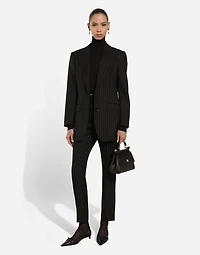Single-breasted pinstripe wool jacket