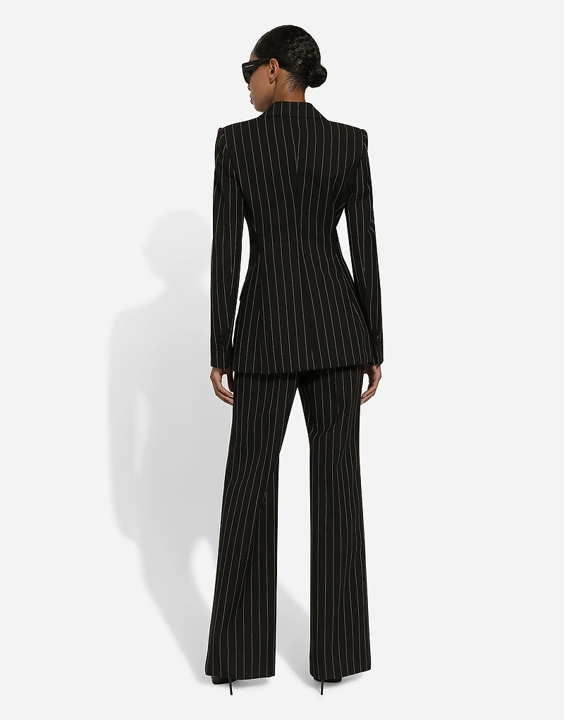 Double-breasted pinstripe wool Turlington jacket