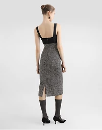 Heavy crêpe dress with damier print