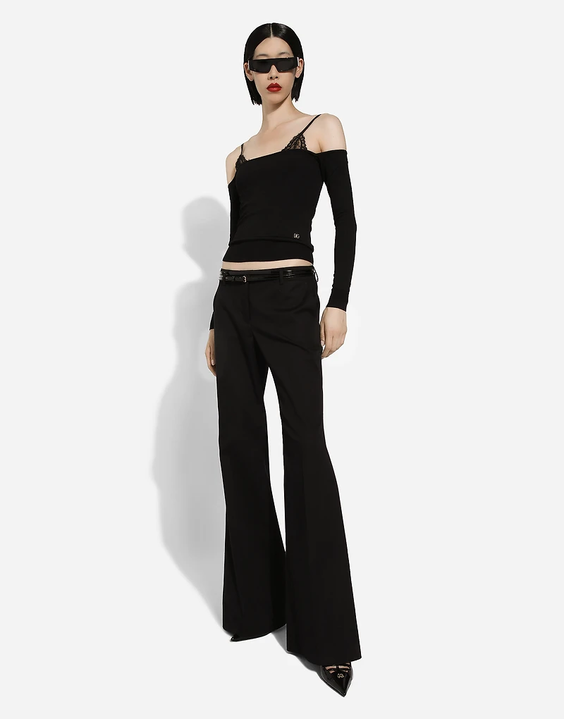 Strapless viscose sweater with muffs