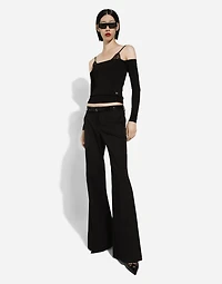 Strapless viscose sweater with muffs