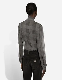 Silk chiffon shirt with glen plaid print