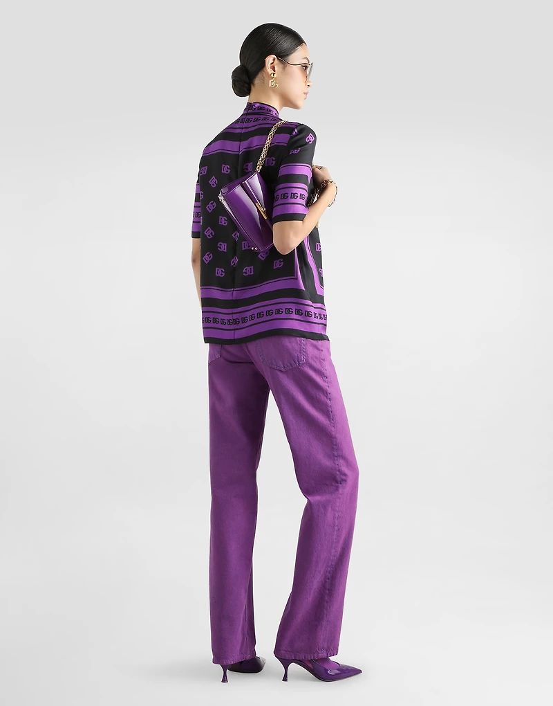 DG logo all-over print silk top