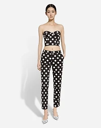 Cotton pants with polka-dot print