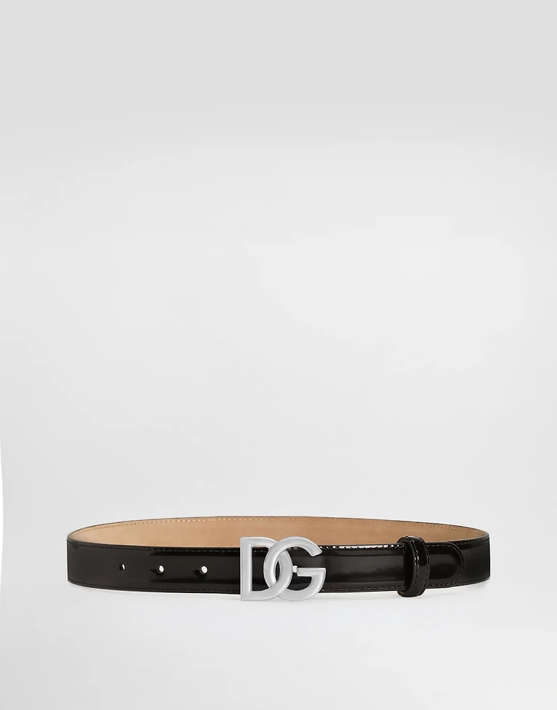 Shiny calfskin belt with DG logo