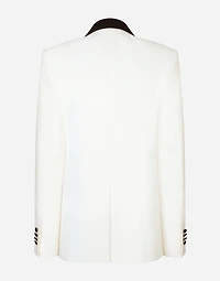 Double-breasted wool crepe jacket with tuxedo lapels