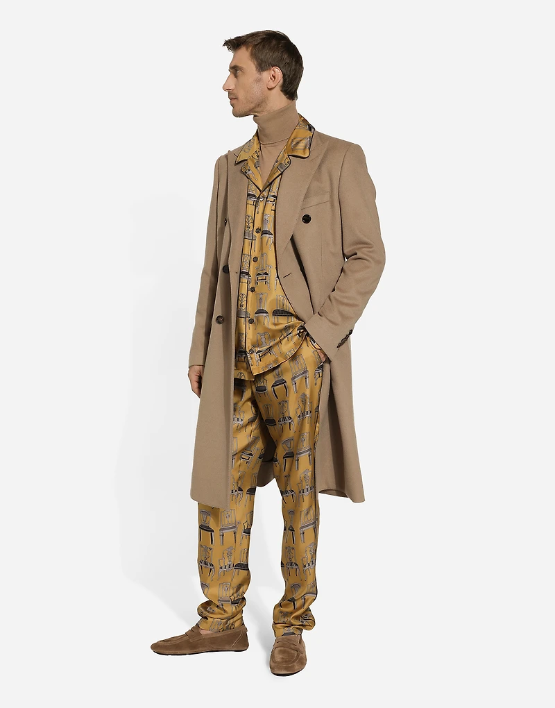 Printed silk twill jogging pants