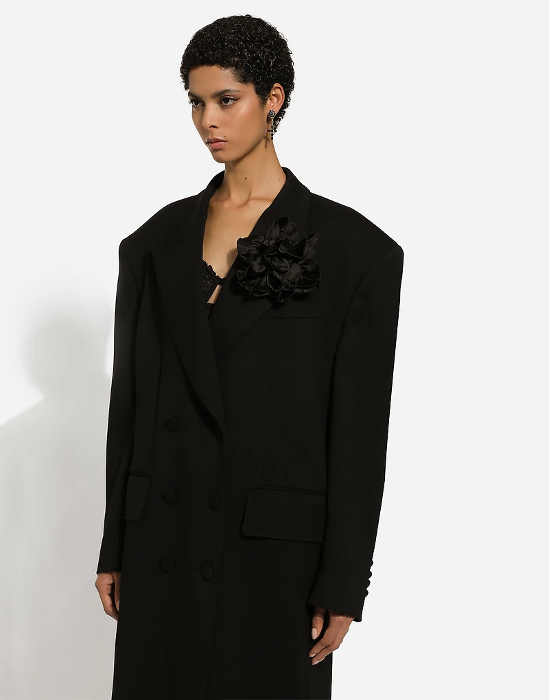 Oversize double-breasted coat wool crepe