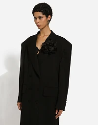 Oversize double-breasted coat wool crepe