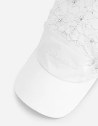 Drill baseball cap with rhinestone embellishment