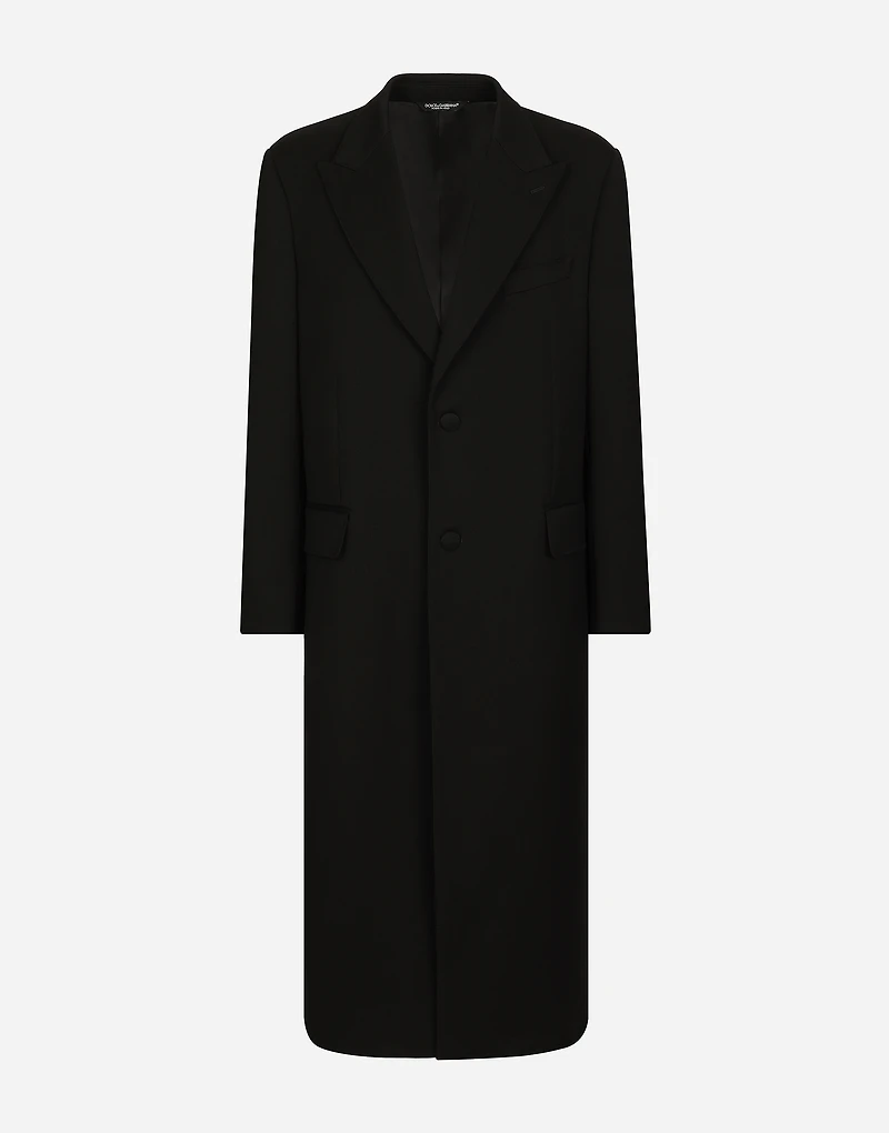 Single-breasted double-face stretch wool coat