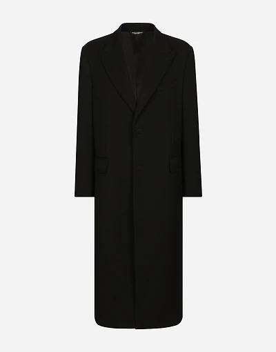 Single-breasted double-face stretch wool coat