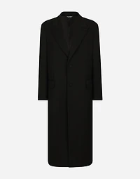 Single-breasted double-face stretch wool coat