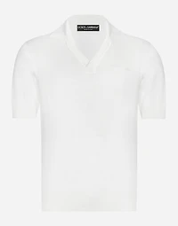 Silk polo-shirt with signature