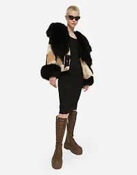 Short heavy jacket sheepskin patchwork