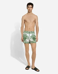 Swim shorts with majolica print