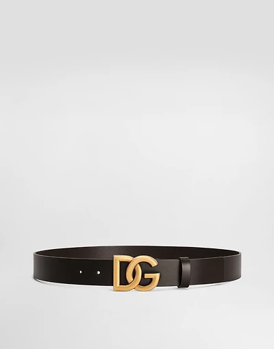 Lux leather belt with crossover DG logo buckle