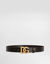 Lux leather belt with crossover DG logo buckle