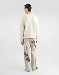 Wool V-neck sweater with DG embroidery