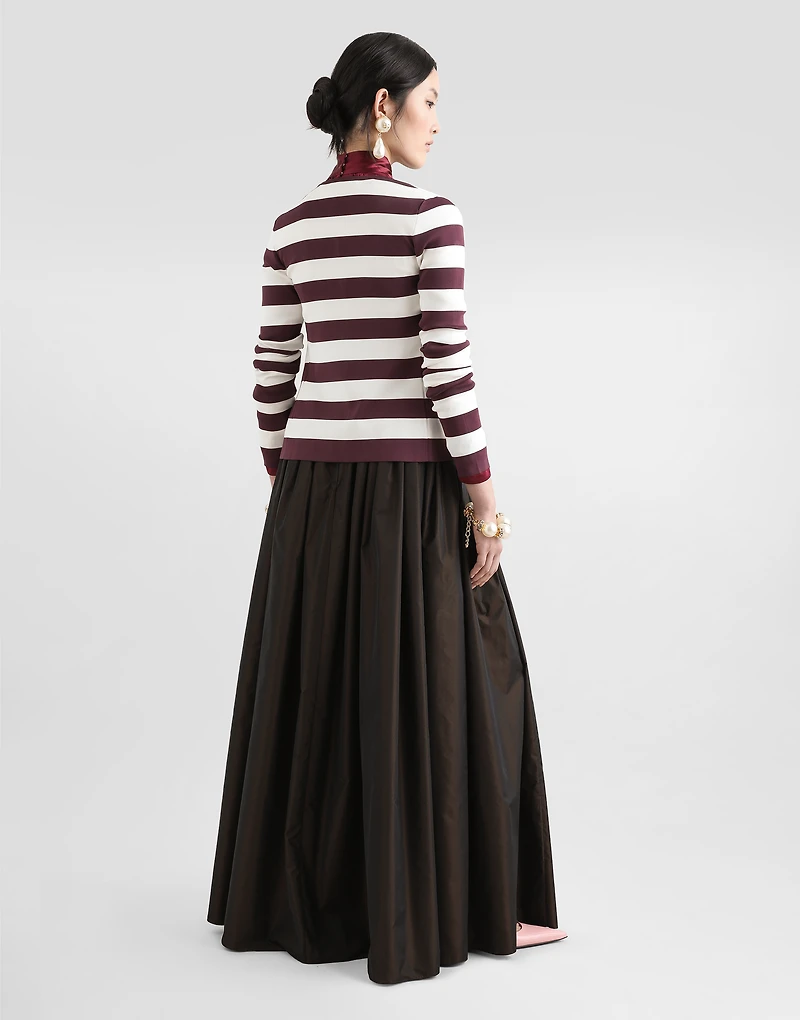 Striped crew-neck viscose cardigan