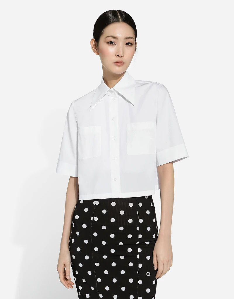 Cropped cotton shirt