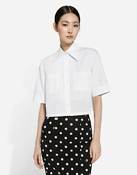 Cropped cotton shirt