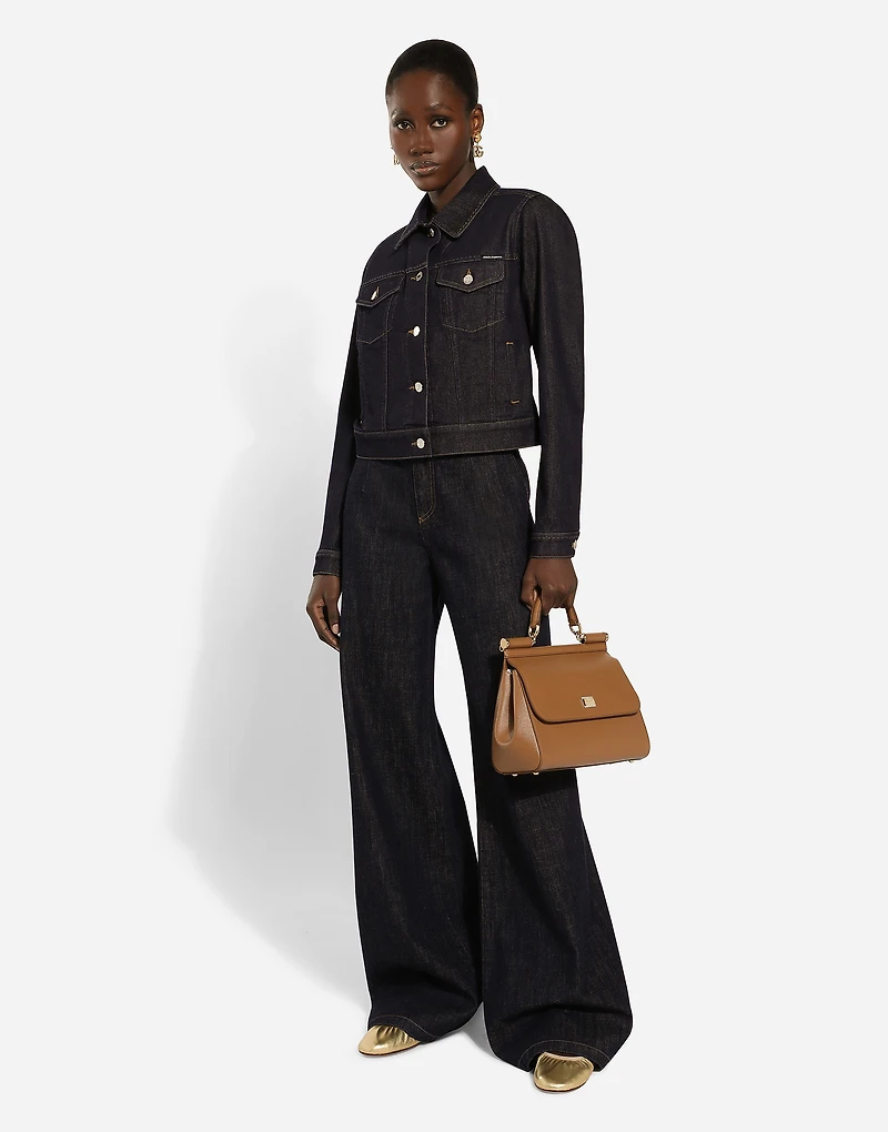 Cotton denim palazzo jeans