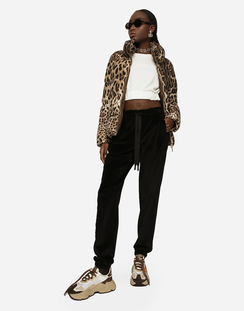 Padded leopard-print nylon jacket
